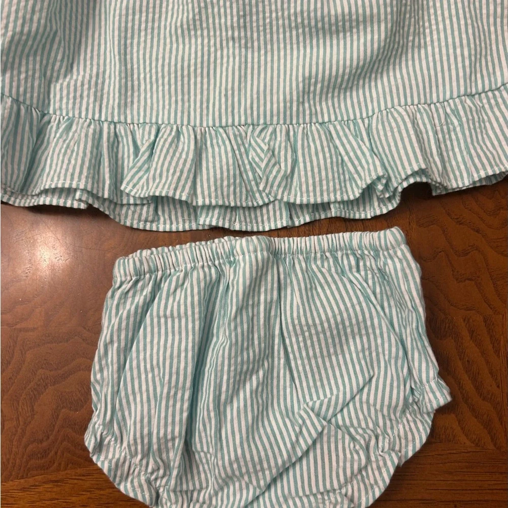 NWT-Starting Out Blue Striped Dress With Diaper Cover